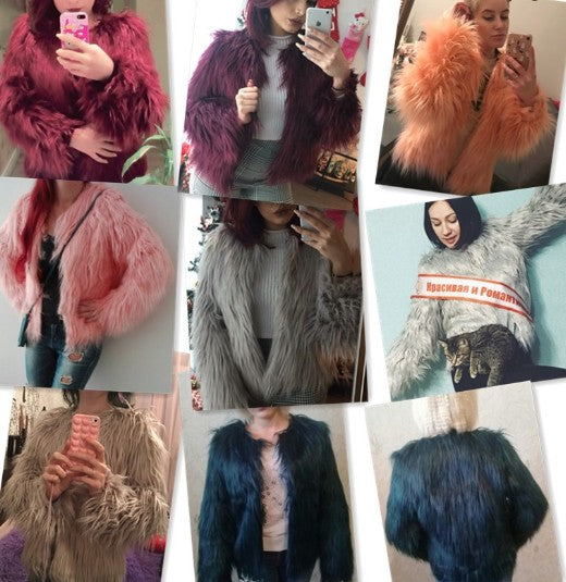 Nouveau manteau de fourrure automne-hiver pour femme, style vintage, manches longues, col en V, col V. 