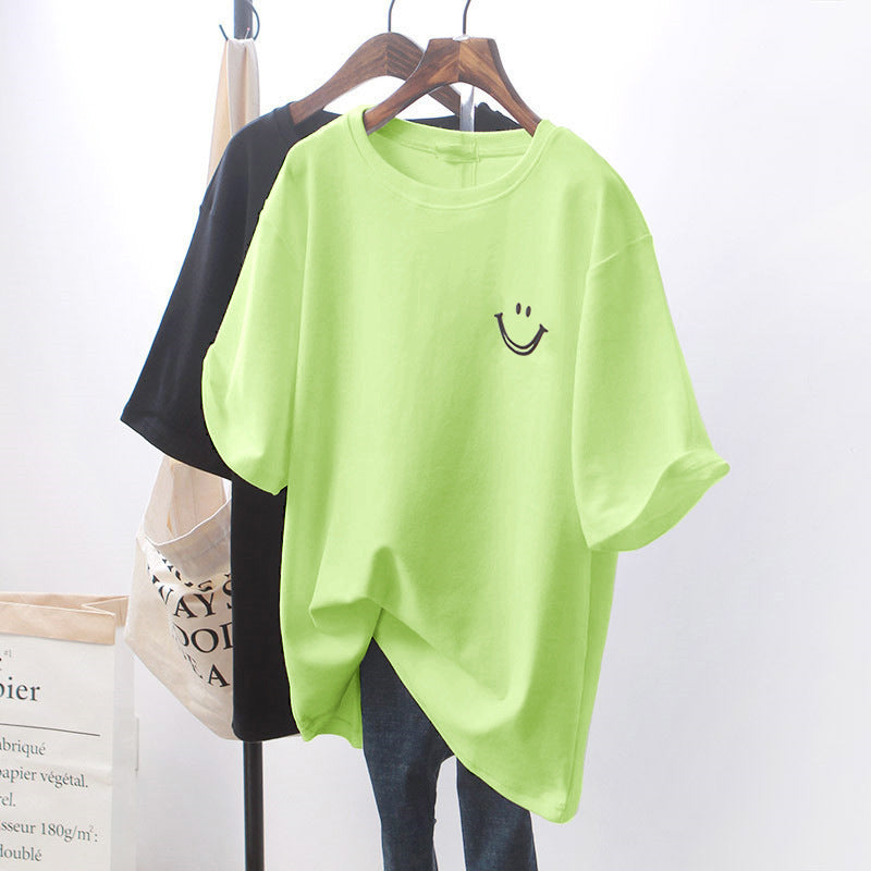 Design Sense Chic White Loose Short-Sleeve T-Shirt for Women
