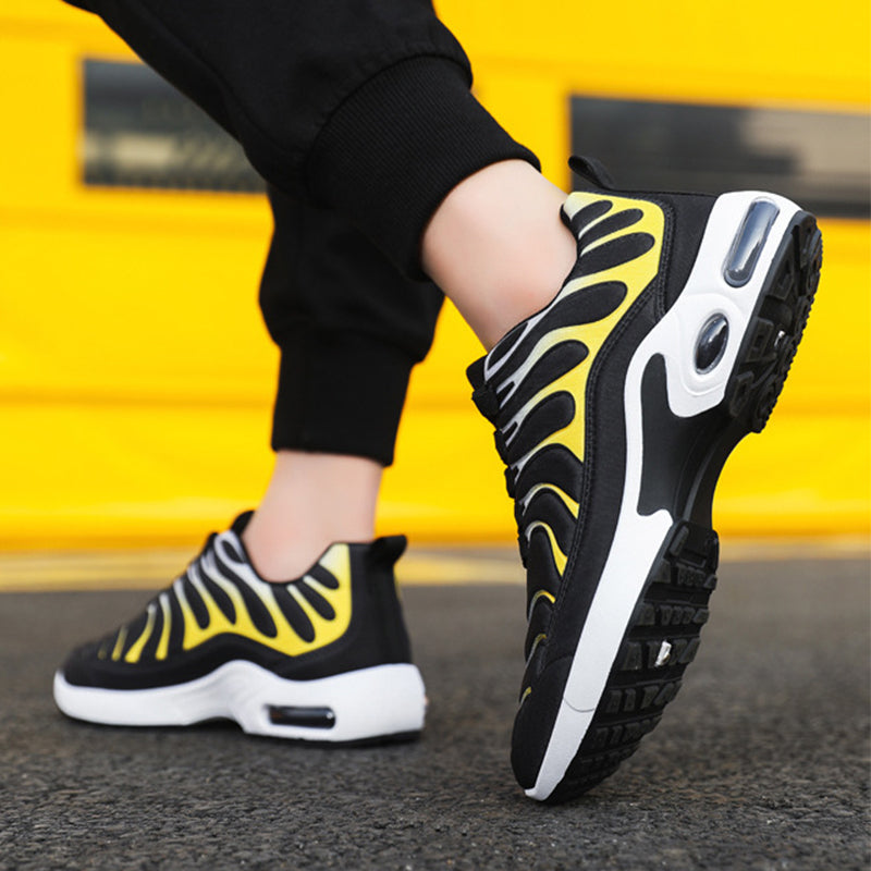 Color-Blocked Men’s Lace-Up Sneakers with Air Cushion for Running & Casual Wear