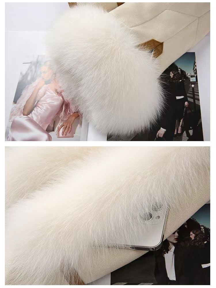 Women's Faux Fox Fur Chenille Jacket with Fur Collar