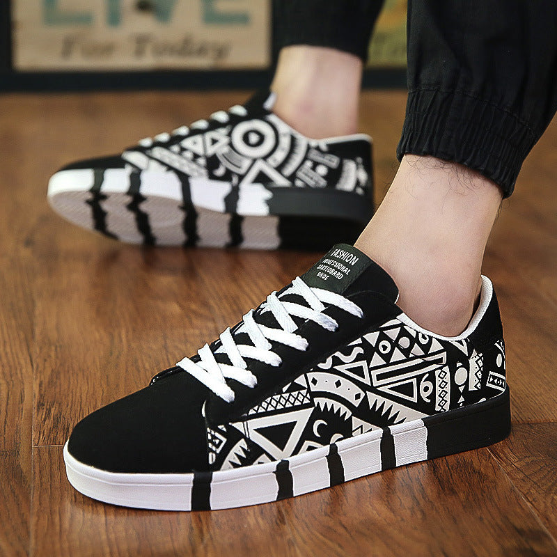 Trendy Suede Canvas Shoes with Rubber Sole and Front Tie