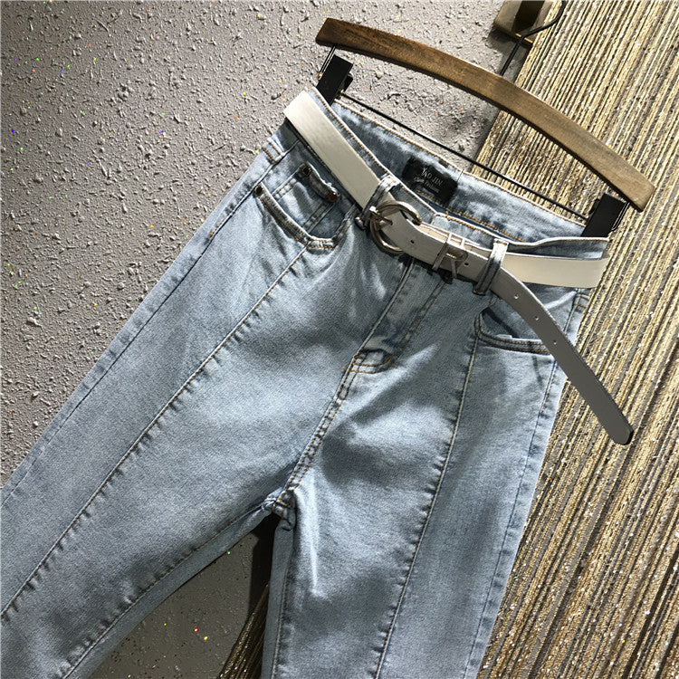 Split Pencil Jeans Polyester Fiber