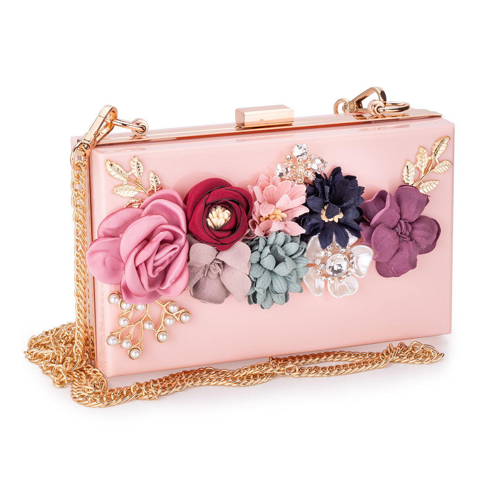 Transparent Flower Acrylic Square Bag for Women