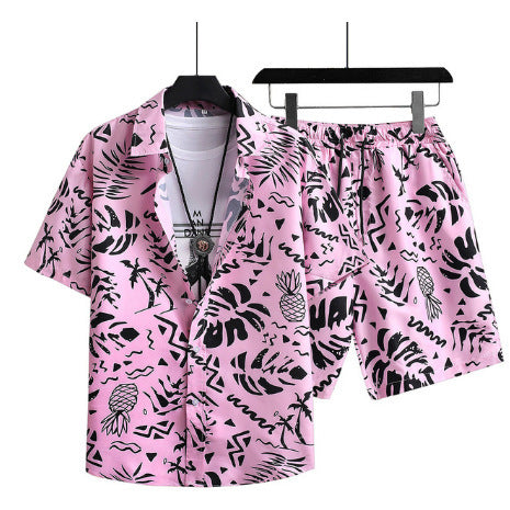 Men's Plus Size Casual 3D Digital Print Short Sleeve Hawaii Suit