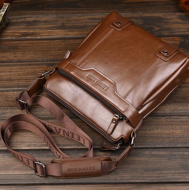 Men's Soft Polyester Lined Messenger Shoulder Bag with Zipper Closure