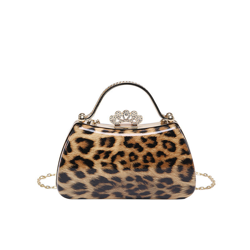 Leopard Print Retro Round PU Crossbody Bag for Women