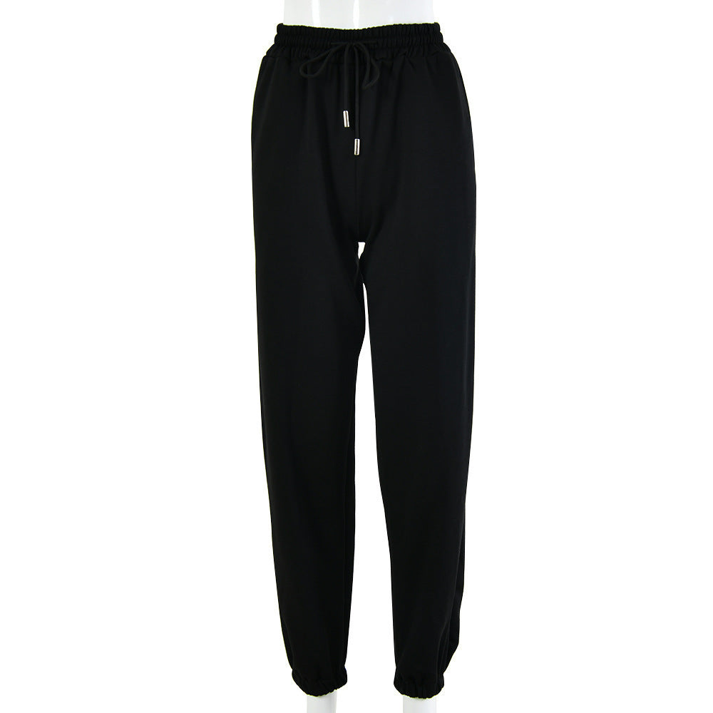 Pantalon ample décontracté taille basse sexy pour femme avec ceinture