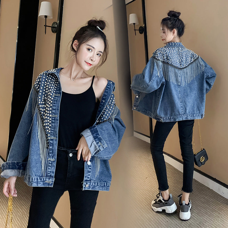 Manteau en jean ajusté et tendance en mélange de coton gris, noir et bleu