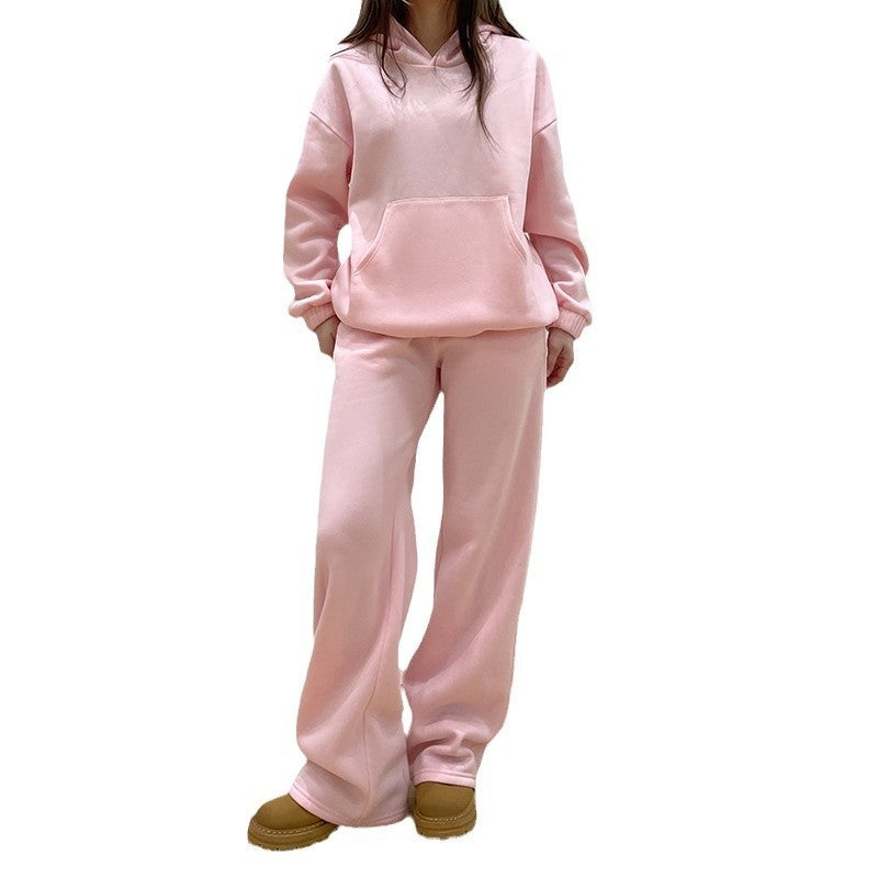 High Waist Straight-Leg Pants Leisure Sports Suit Set