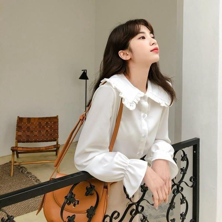 Women's White Polyester Button Shirt Loose Fit