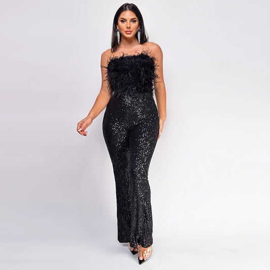 جمبسوت نسائي بدون أكمام وبدون ظهر بتصميم ليالي الصيف الأوروبية والأمريكية