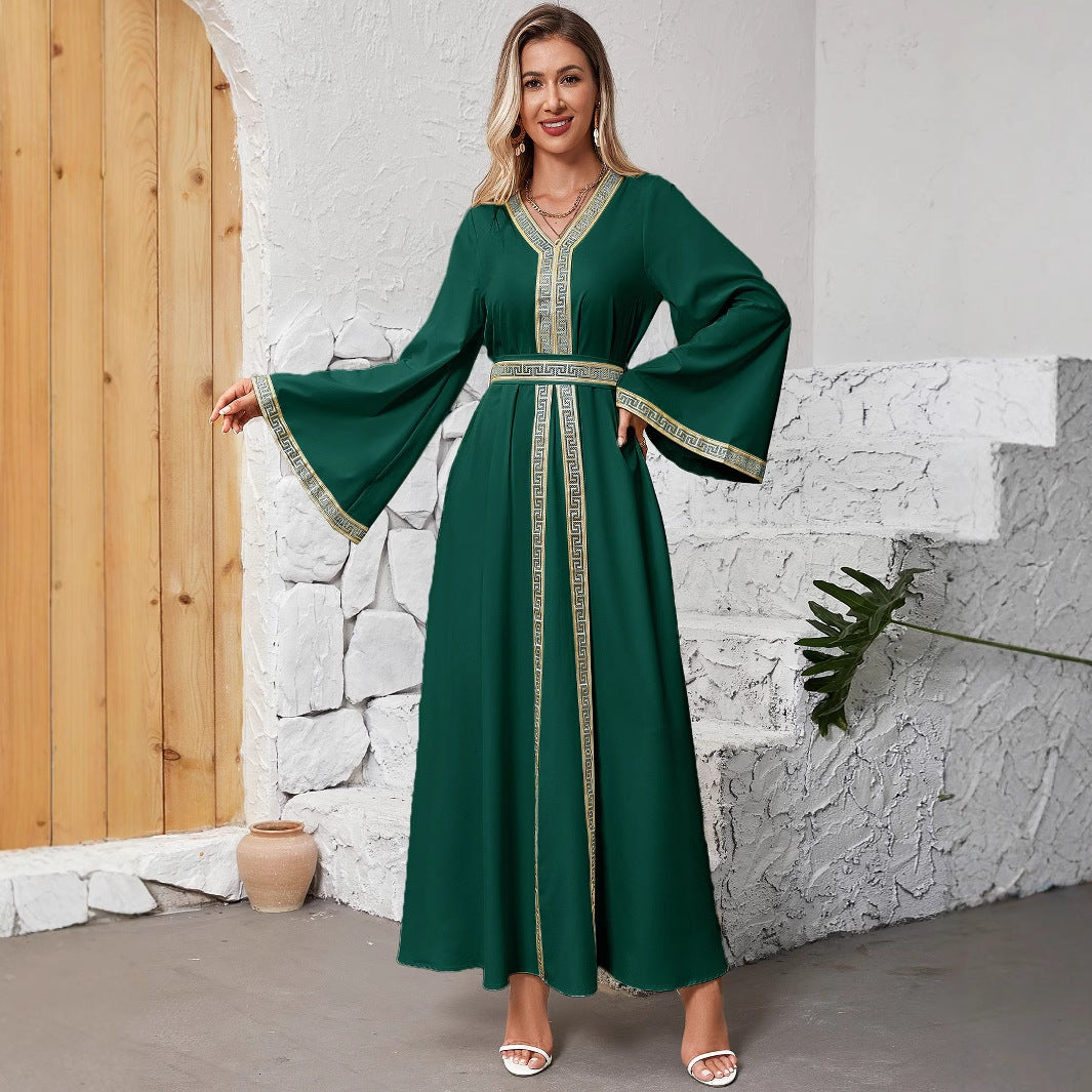 Robe abaya arabe à manches longues tendance