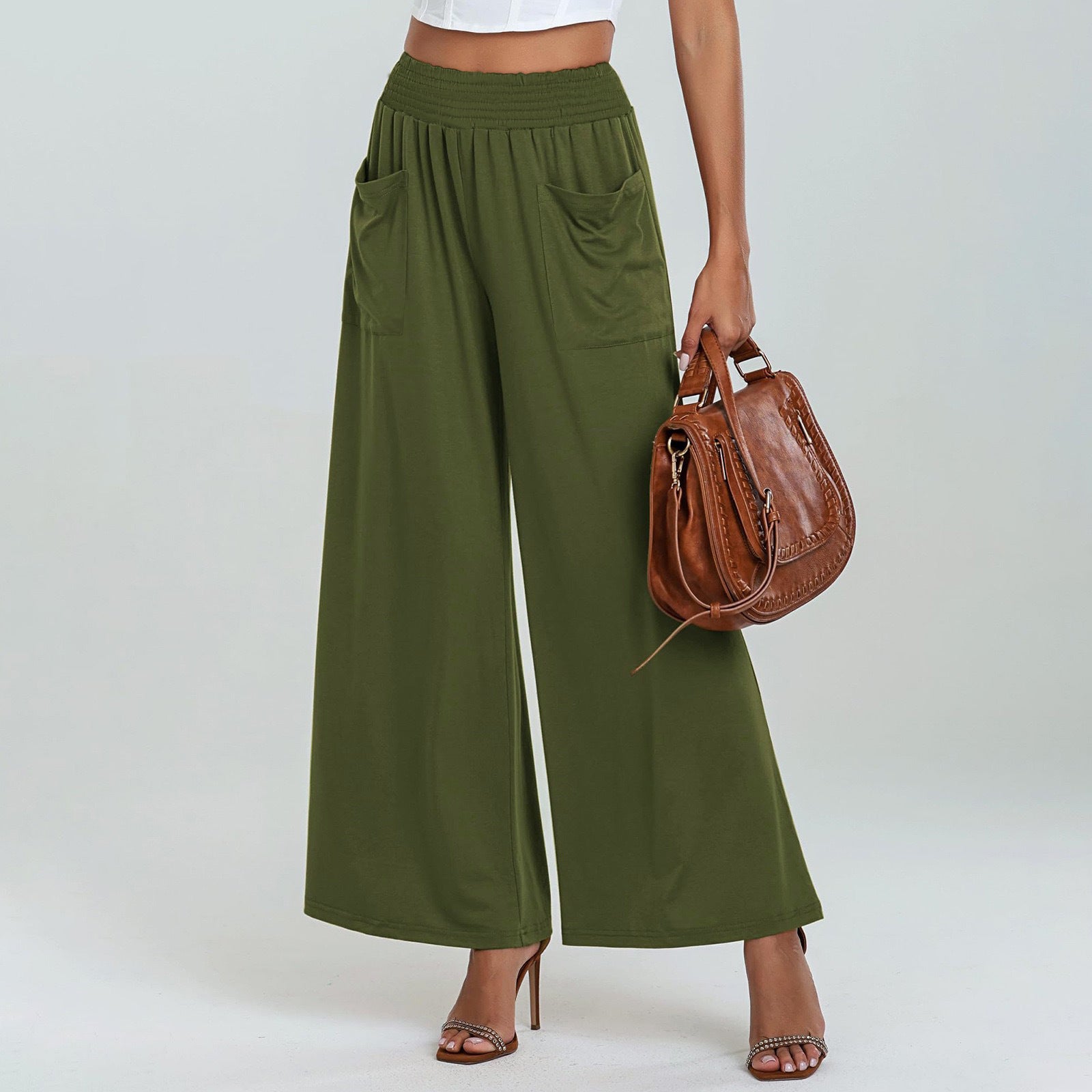 Pantalon de sport ample à taille haute et coupe large pour femme, liftant les hanches