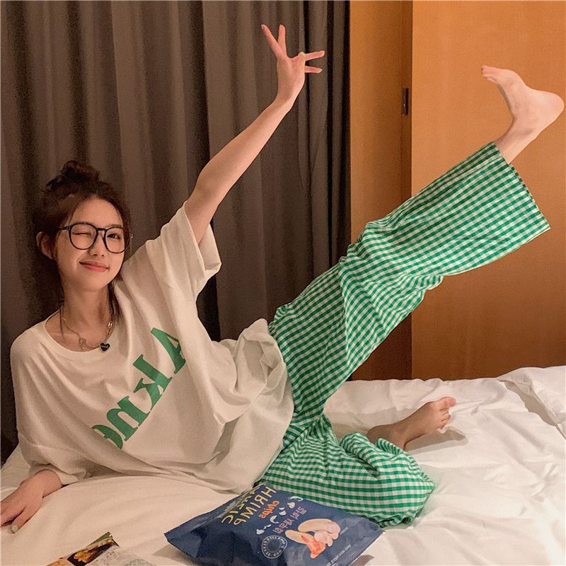 Cute Cartoon Milk Silk Pajama Pants for Women – Loose, Casual, Spring & Autumn