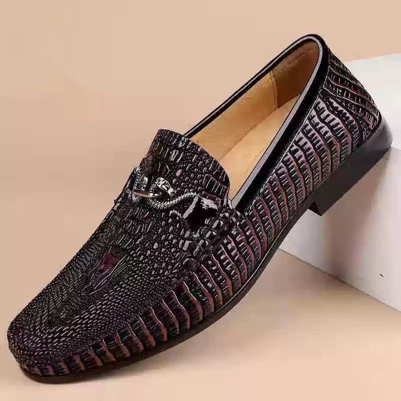 Mocassins en cuir embossé serpent à enfiler