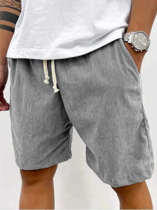 Men's Corduroy Drawstring Shorts with Pockets – Casual Summer Pants
