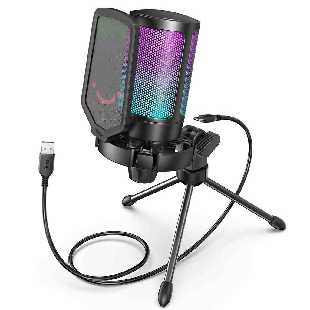 Microphone de jeu sans fil USB à condensateur pour PC PS4 PS5 Noir