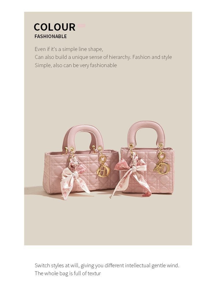 Denim Handbag Women's New-style Fashion Shoulder Niche Texture Rhombus Crossbody Bag