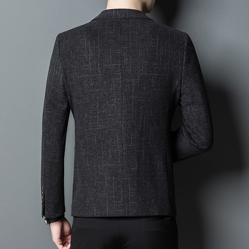 Men's Slim Elastic Casual Suit Top with Two-Button Suit Collar