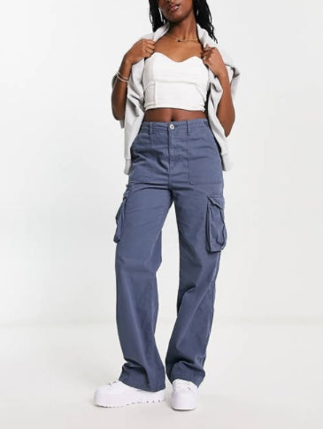 Jean droit en coton pour femme avec poches pour l'automne