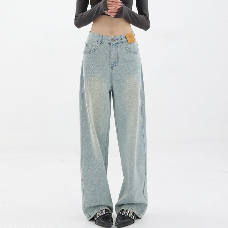 High-Quality Blue Retro Straight Loose Jeans