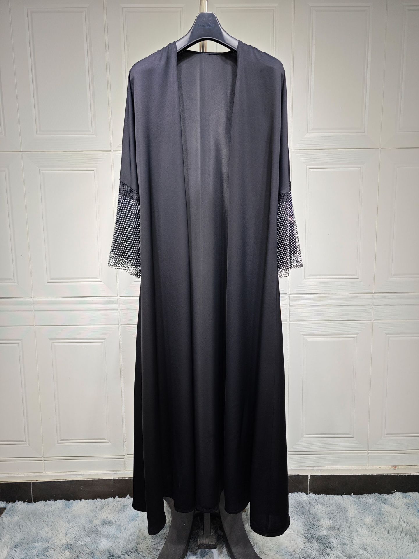 Cardigan Abaya Muslim Cross-border Stretch Diamond Mesh Robe