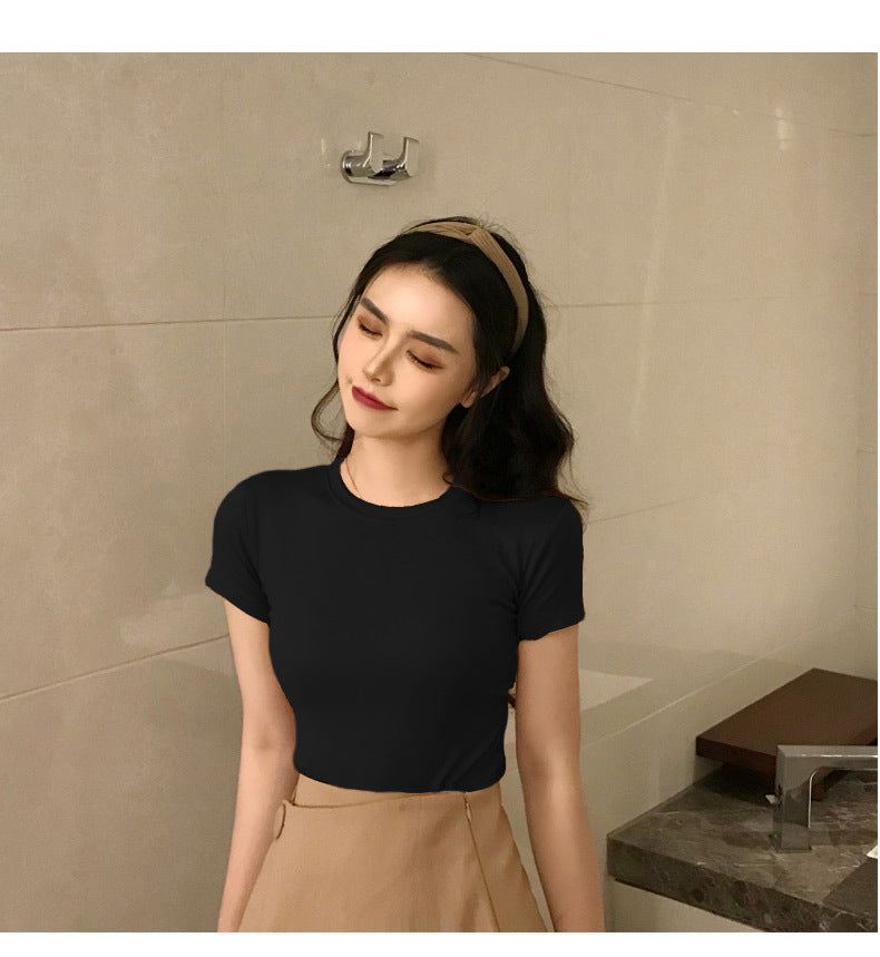 Solid color short sleeve T-shirt