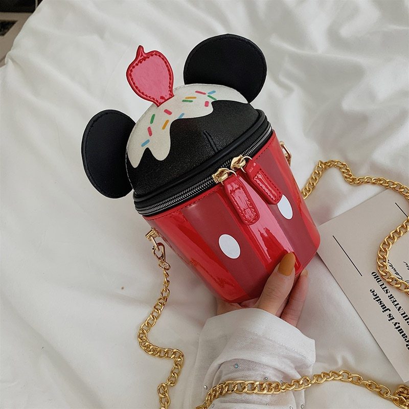 Fashion Cylindrical PU Bucket Bag with Chain Strap