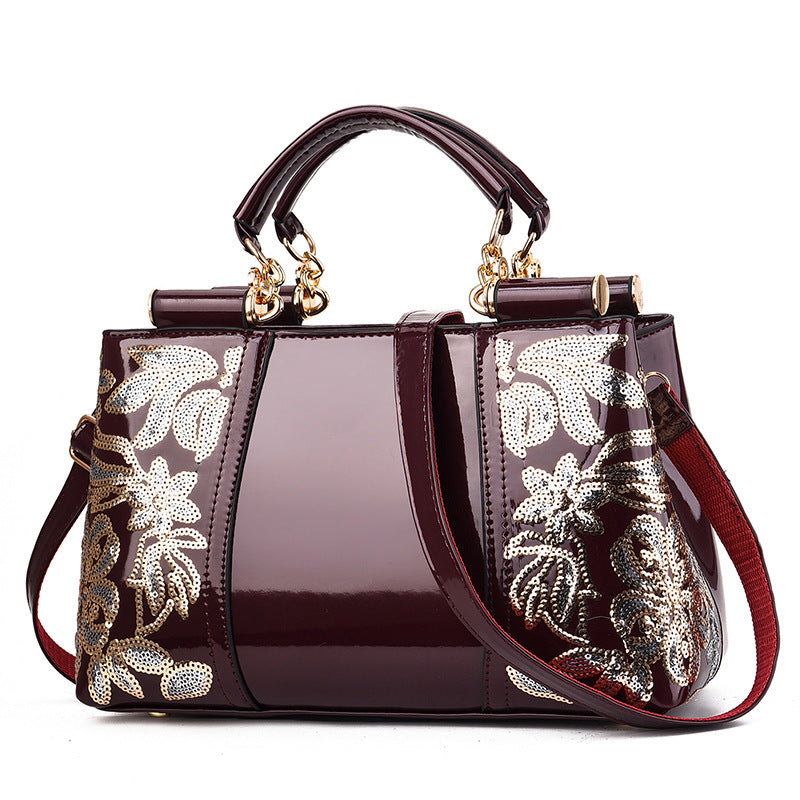Élégant Grand Sac à Main Rétro à Paillettes Brodé