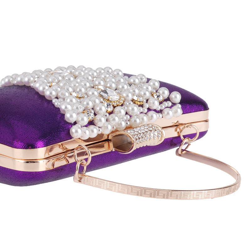 Pearl Embroidered Evening Banquet Bag with Handle