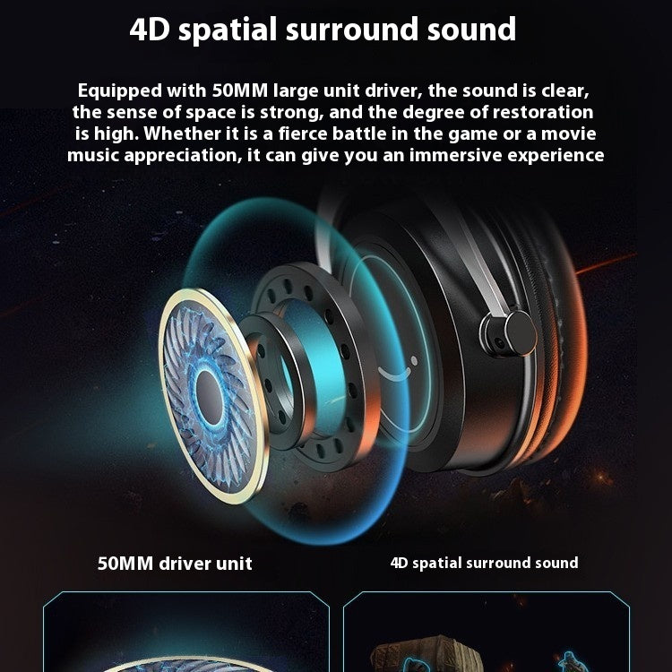 Casque de jeu filaire noir avec son 4D pour l'e-sport