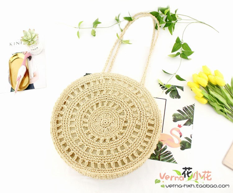 Sac de plage tissé en paille souple avec fermeture éclair et poche pour téléphone portable