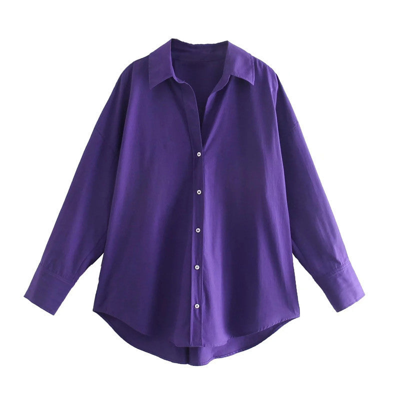 Chemise Popeline Multi-Couleur Décontractée Urbaine Manches Longues Fibre de Polyester