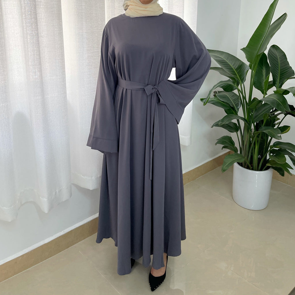 Plus Size Elegant Muslim Long Sleeve Dress with Zipper