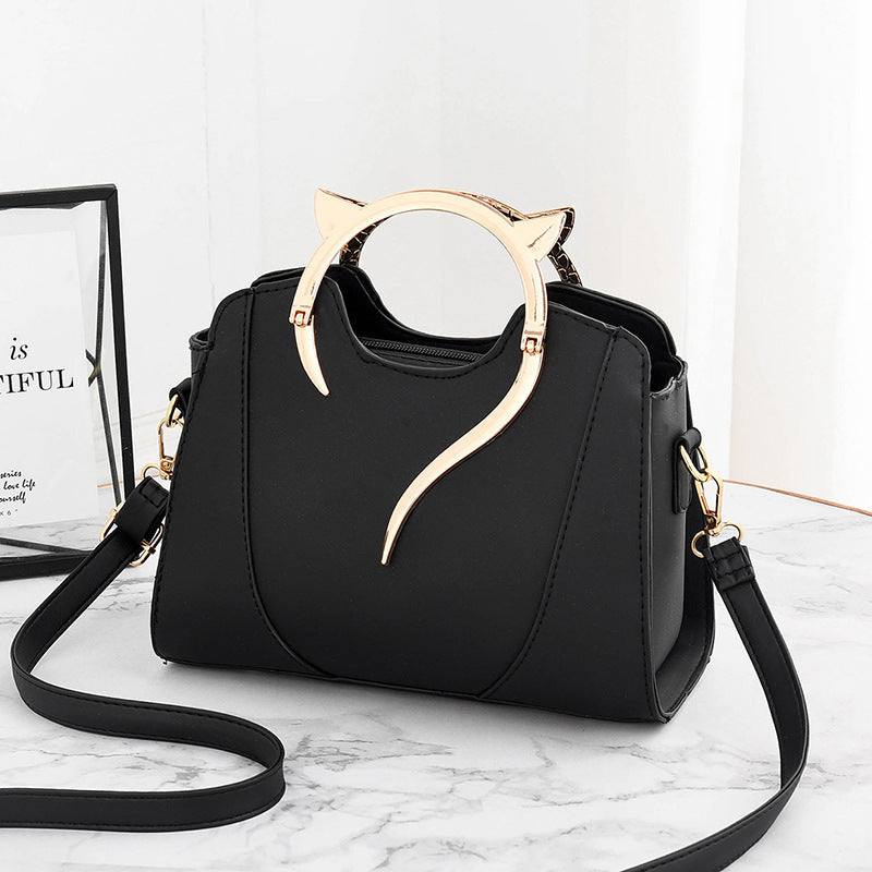 Sac à main rond en cuir PU pour femme, sacoche bandoulière avec fermeture éclair 25x11x19cm