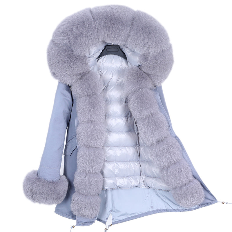 Fur Coat With Detachable Inner Liner and Placket