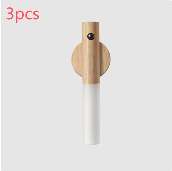 Auto LED USB Magnetic Wood Wireless Night Light with Motion Sensor for Wall & Cabinet