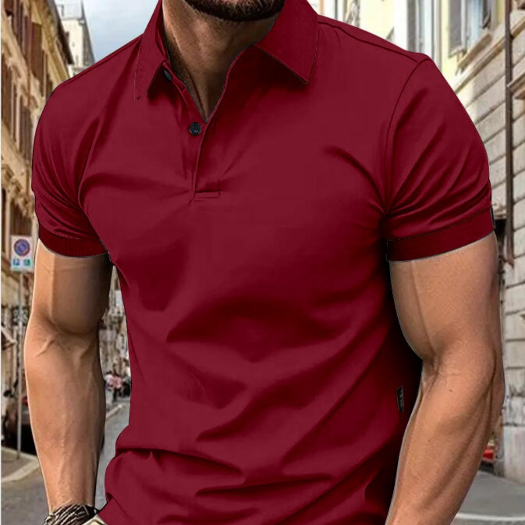 Men's Summer Solid Color Slim Fit Short Sleeve Tops