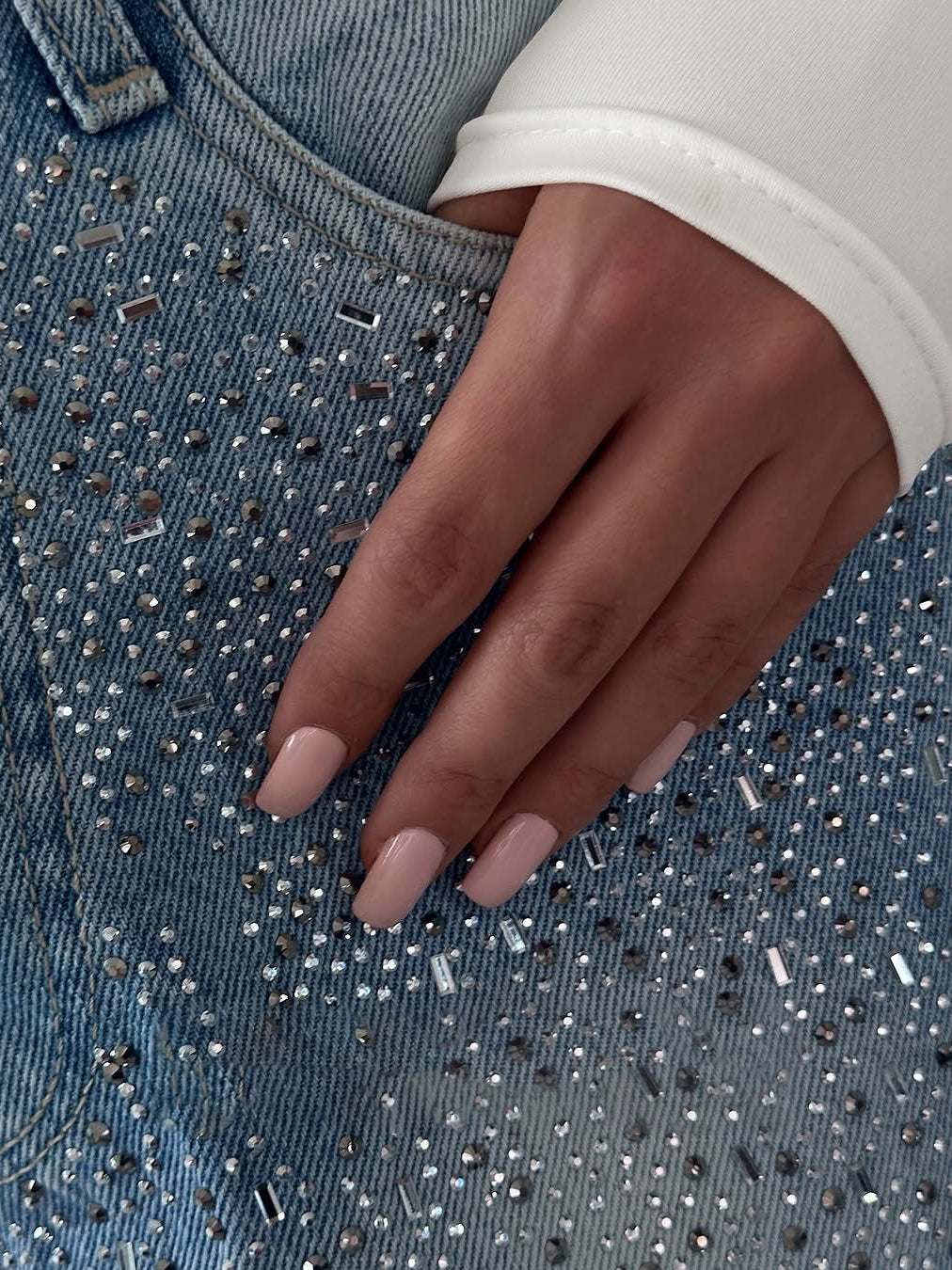 Irregular Rhinestone Vintage Denim Jeans
