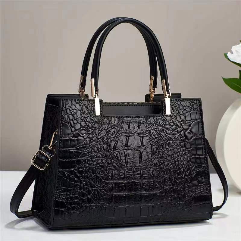 Sac à main en PU décontracté pour femmes, motif crocodile, grande capacité 30CM