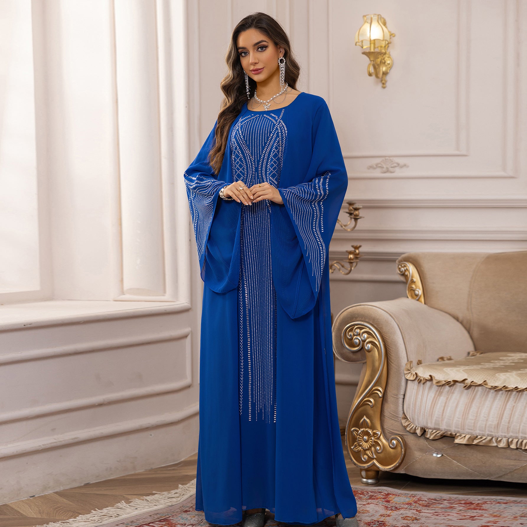 Plus Size Long Swing Robe Dress for Women Middle East Style