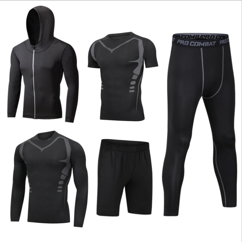 Ensemble Sport Homme Séchage Rapide à Capuche Manches Longues Pantalon Neuf Points Fitness Course à Pied