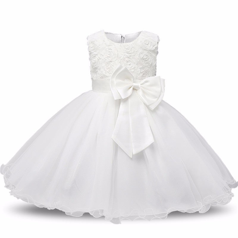 Princess Flower Girl Knee-Length Tutu Dress for Summer Wedding & Birthday Party