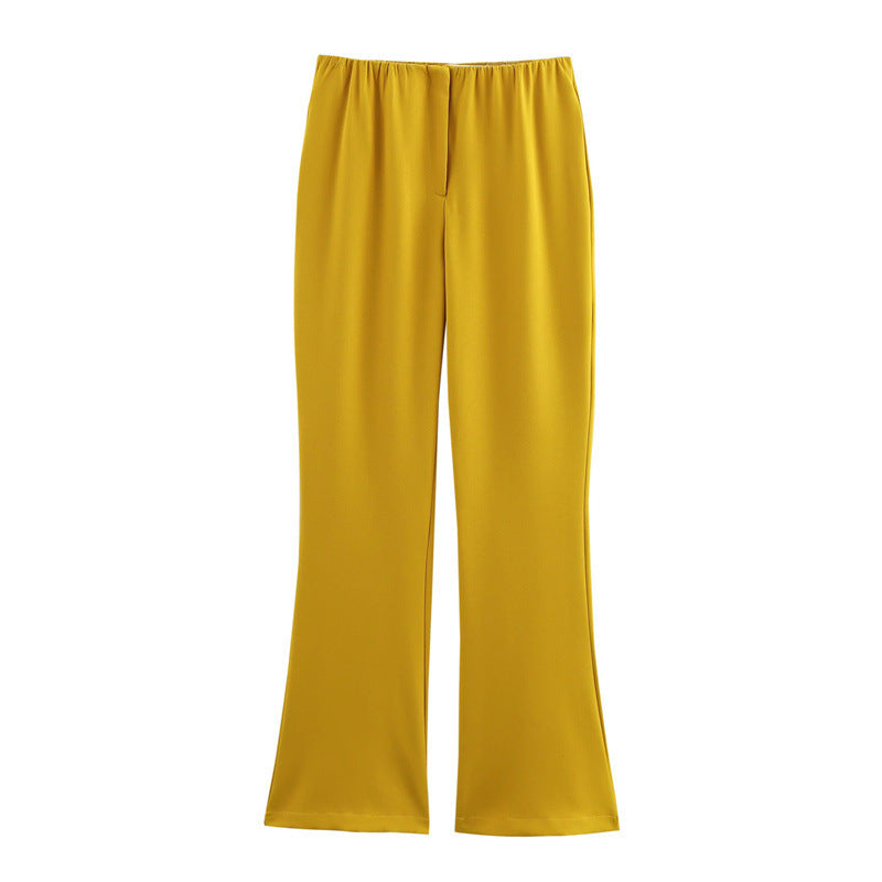 European American Women's Fashion Off Shoulder Side Slit Top with Bell-Bottom Pants