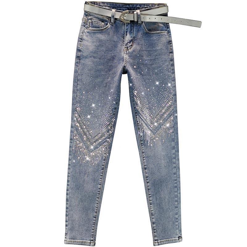Heavy Industry Hot Drilling Skinny Jeans Women's Casual High Waist