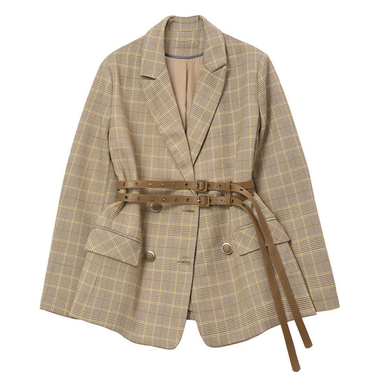 Blazer à carreaux pour femme