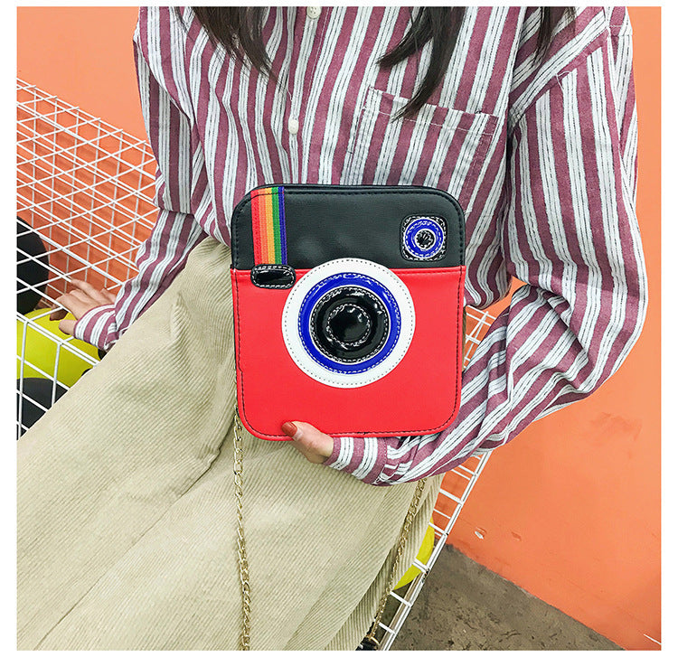 Fashion Women's PU Camera Shoulder Bag Small Square Diagonal Zipper