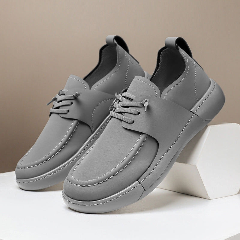 Retro British Casual Men's Shoes - White, Khaki, Black, Low Flat Heel