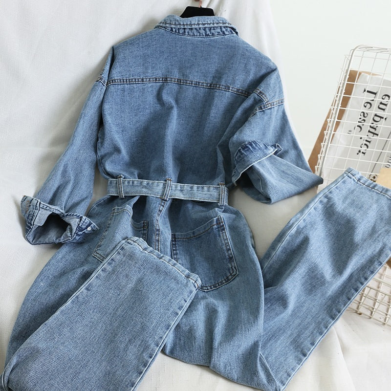 Denim Workwear Jumpsuit with Thick Trousers