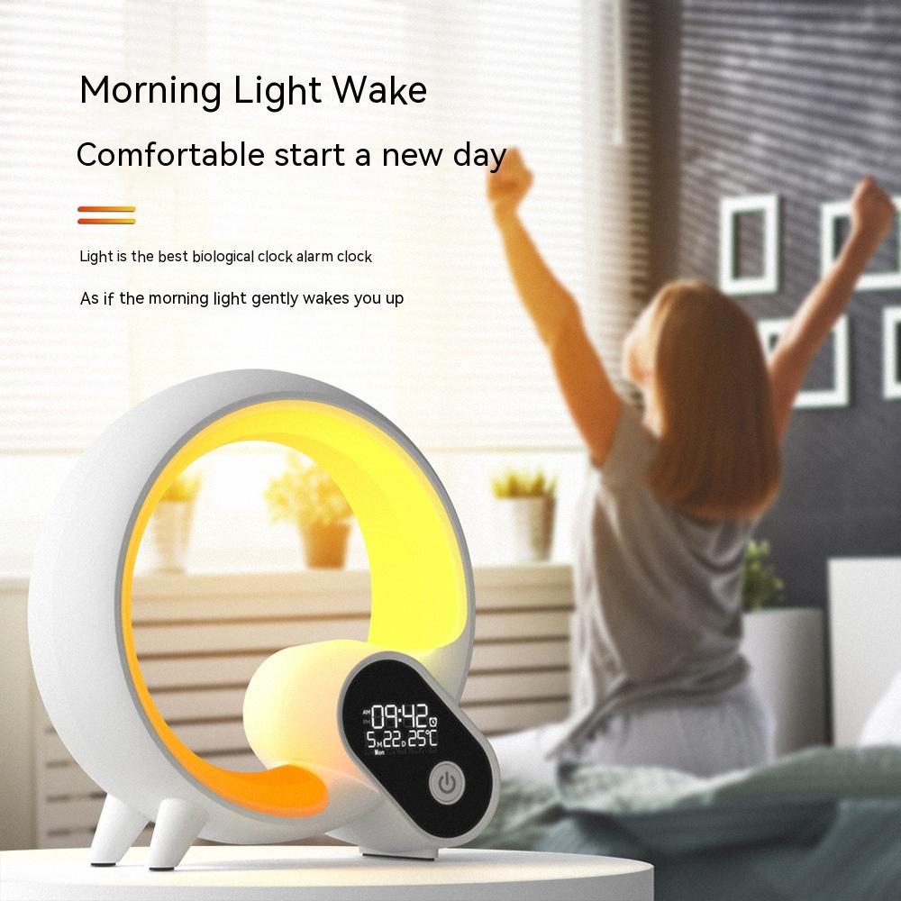 ساعة منبه ضوئية Q Light Analog Sunrise مع صوت بلوتوث وضوء أجواء ملون